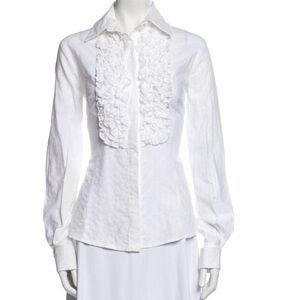 Versace White Ruffled Blouse